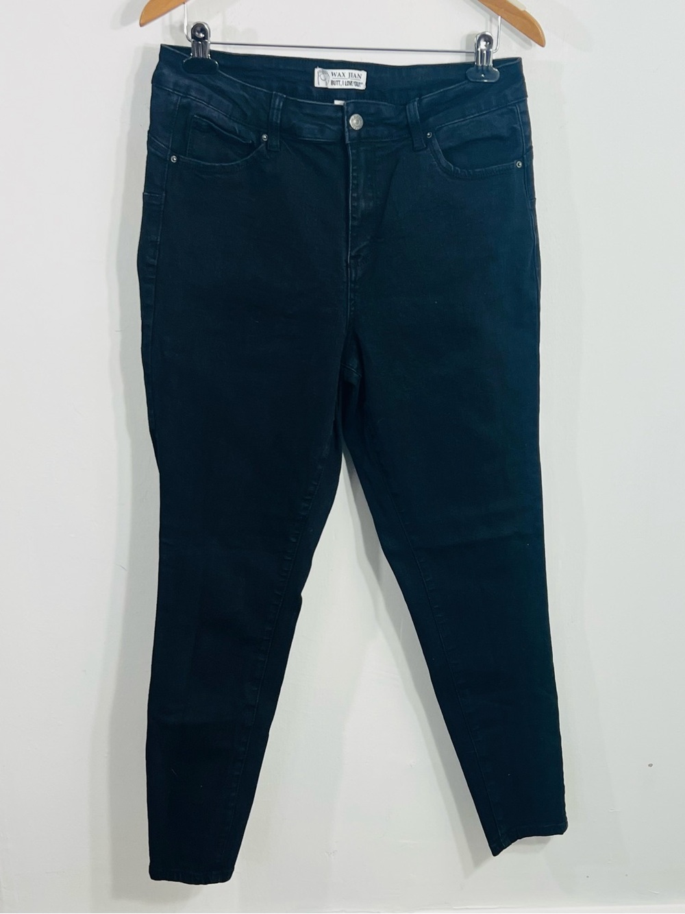 Wax Jean Butt I Love You! Black Skinny Jeans High Rise Classic 5 Pockets Size 16